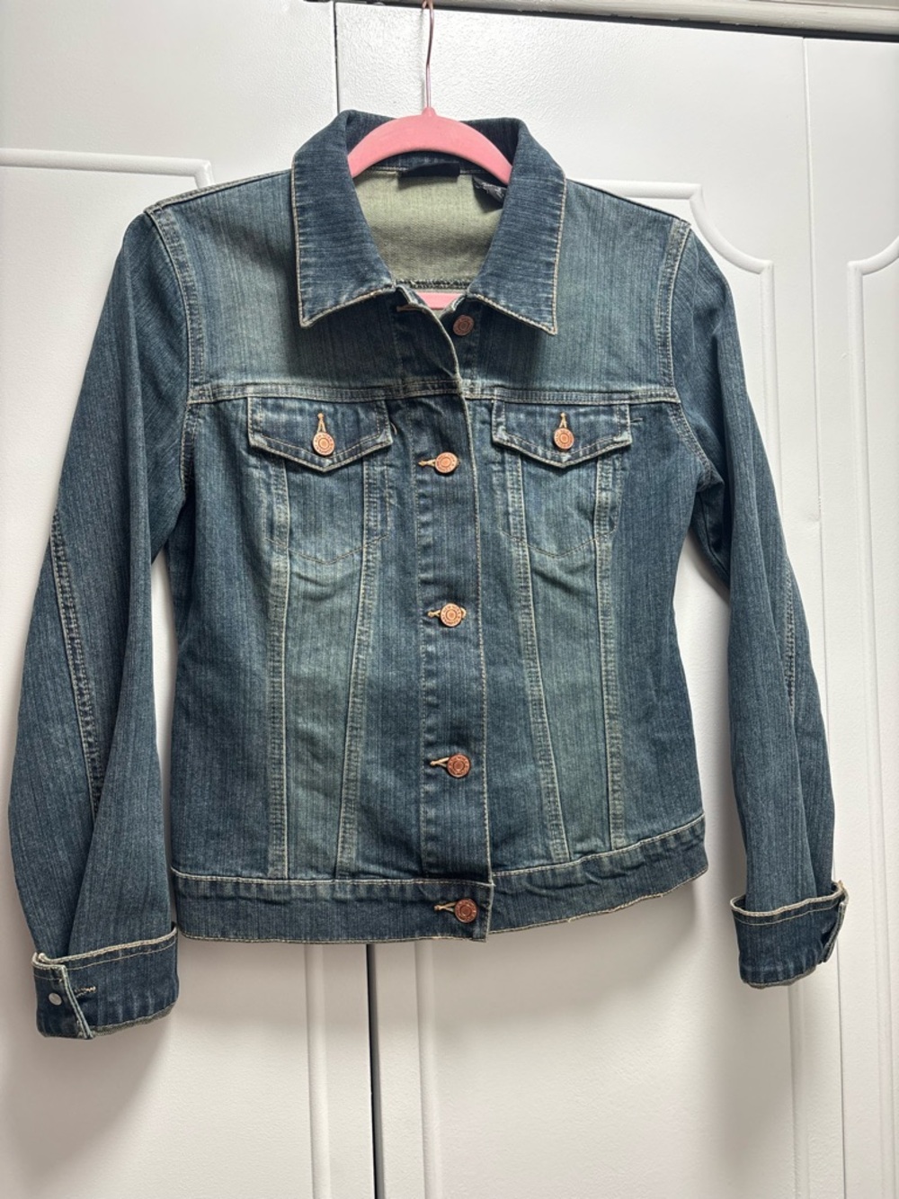 New York & Company Washed Blue Denim Jacket